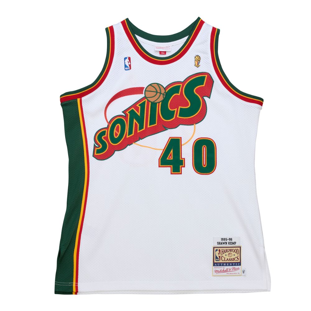 Shawn Kemp Seattle SuperSonics 1995-96 White Authentic Jersey - Mitchell & Ness