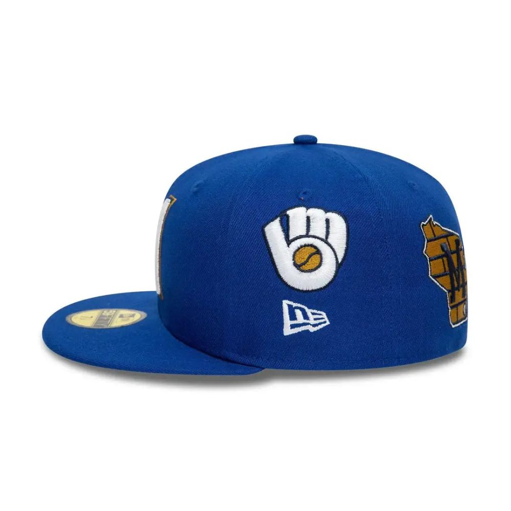 Milwaukee Brewers Image MLB All Over Print Blue 59FIFTY Fitted Cap - New Era