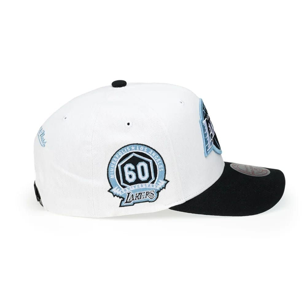 Los Angeles Lakers Remix Logo Pro Crown White/Black Snapback Cap - Mitchell & Ness