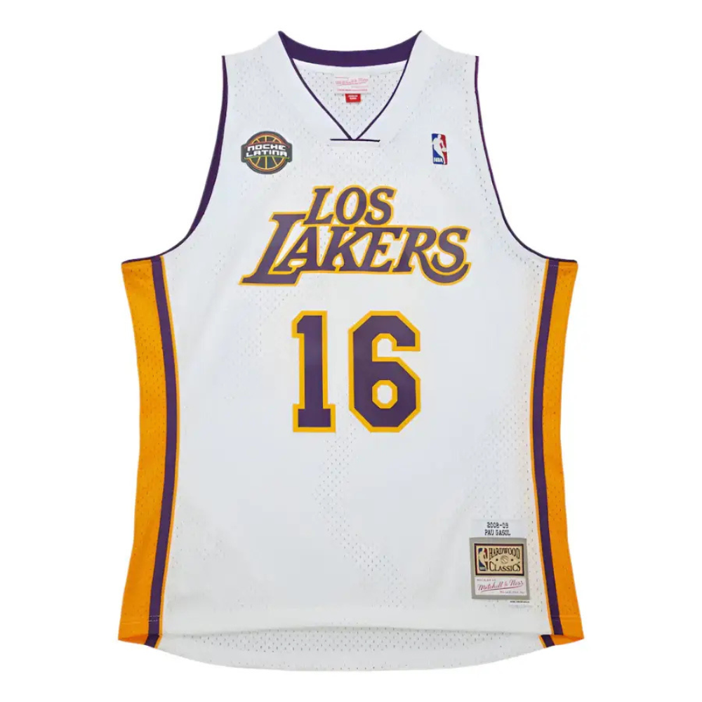 Los Angeles Lakers Pau Gasol White  2008/09 Hardwood Classics Noche Latina Swingman Jersey - Mitchell & Ness